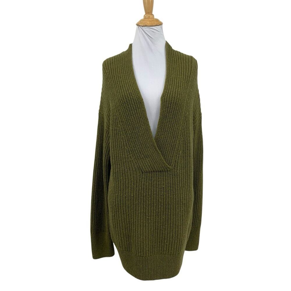 Vince Sweater Womens M Medium Wool Cashmere Blend Overlap V Neck Ribbed Tunic